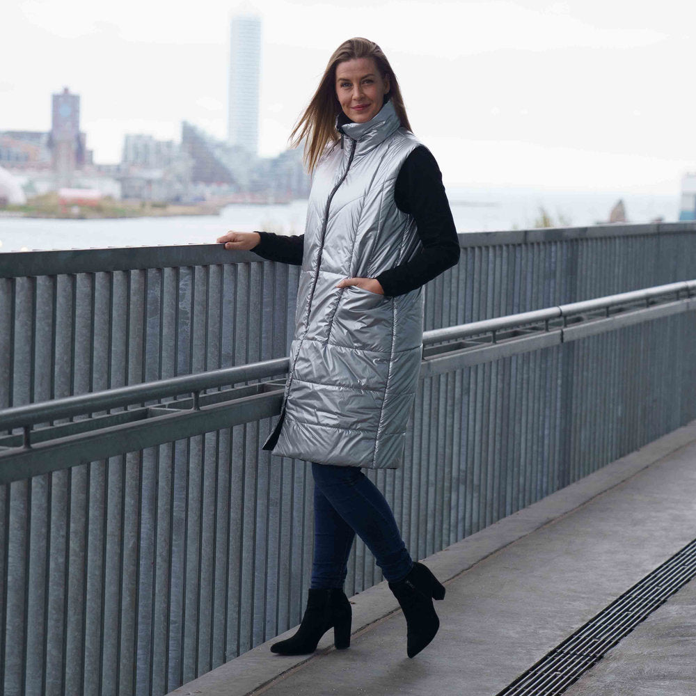 Dame - Kristine vendbar vest - Sort/Sølv