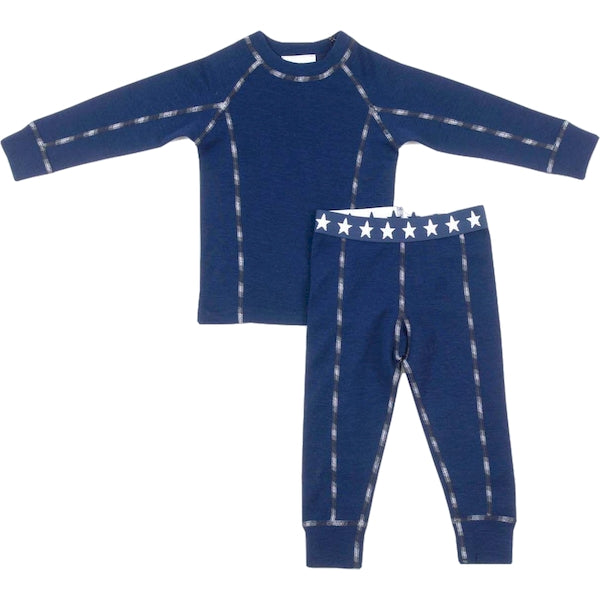 Børn - Old Stars Merinouldsæt - Navy Str. 80